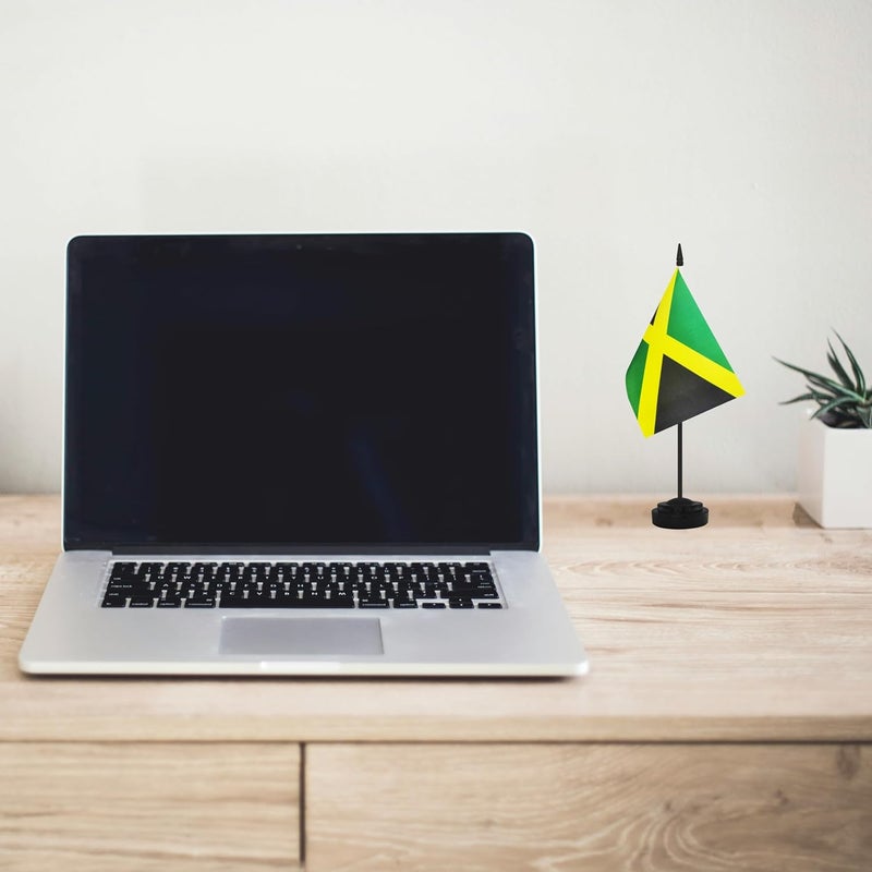 Yamiuo 2 Pack Jamaica Desk Flag Set, Jamaican Desktop Small Miniature Table Office Flag with 12" Black Pole and Black Base, Offices, Classroom, Home, Festival Decoration (Jamaica) - Image 5